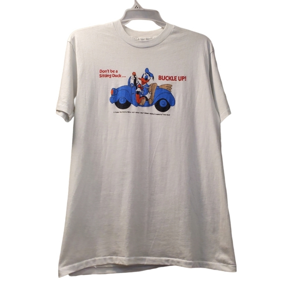 Hanes Fifty-Fifty Donald Duck Single Stitch White Rare Vintage 80s 90s OOAK Tee